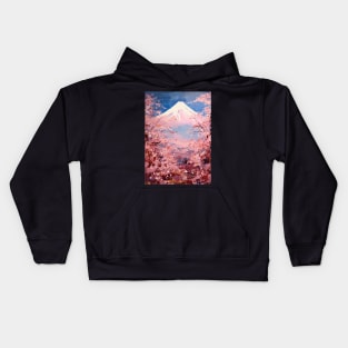 Japan Mount Fuji Cherry Blossom Abstract Art Kids Hoodie